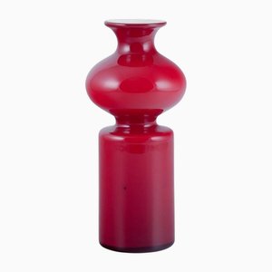 Vase Carnaby en Verre Opalin Rouge et Blanc de Per Lütken pour Holmegaard, 1960s