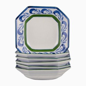 Deep Ceramic Plates from Herend, Hungary, 1980s, Set of 6