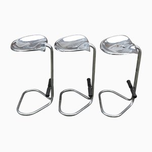 Vintage Chrome Tractor Stool attributed to Rodney Kinsman for Omk Design, 1960s, Set of 3