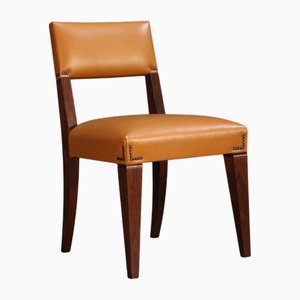 Silla de cuero marrón caramelo