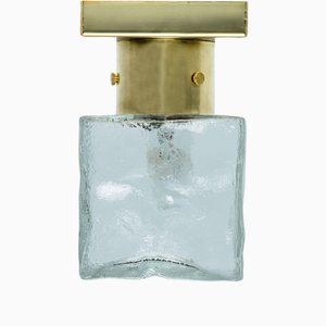 Square Glass and Brass Light Fixture attributed to J. T. Kalmar, Austria, 1960s