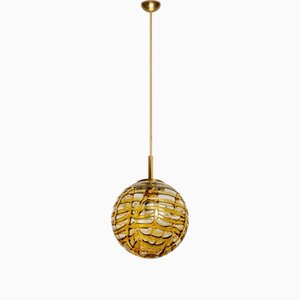 Lampe à Suspension en Verre de Murano Jaune et Transparent, 1960s