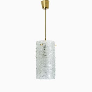 Brass and Crystal Glass Pendant attributed to Carl Fagerlund for Orrefors, Sweden, 1960s