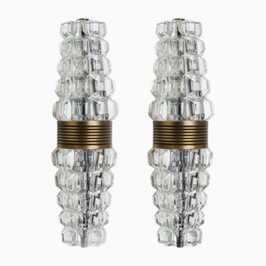 Hourglass-Shaped Brass Wall Sconces, France, 1970s, Set of 2