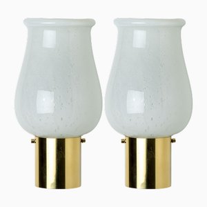 Opaline Glass Wall Lights attributed to Glashütte Limburg, 1960s, Set of 2