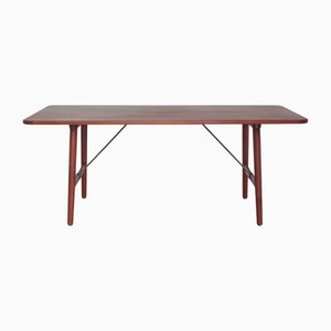 Modern Danish Dining Table attributed to Børge Mogensen in Teakwood & Brass from Søborg Møbelfabrik, 1950s
