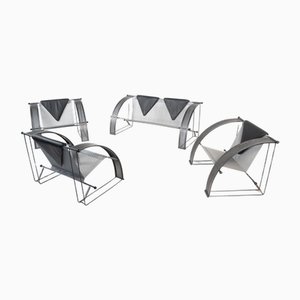 Sitzgarnitur im Stil von Mario Botta, Italien, 1980er, 4er Set