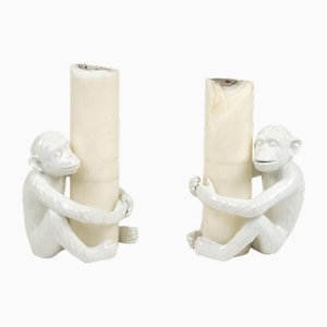 Portacandele Monkey Mid-Century in ceramica attribuiti a Vivai Del Sud, Italia, anni '70, set di 2
