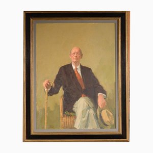 David Poole A.R.CA., R.P., Portrait of Robert Strauss Seated, Oil on Board, 1977