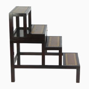 Metamorphic Victorian Wooden Library Stairs in Leather