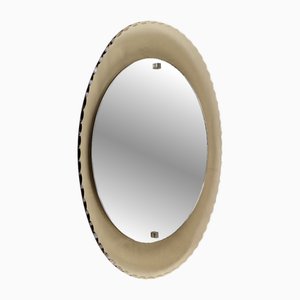 Italian Smoked & Grinded Glass Mirror attributed to Cristal Art, 1970s