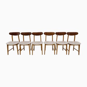 Dänische Vintage Esszimmerstühle aus Teak & Bouclè Stoff, 1960er, 6er Set