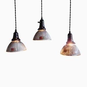 Lampes à Suspension Gal en Verre Mercure, 1930s, Set de 3