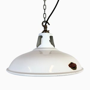 Industrial White Enamel Factory Pendant Lamp from Thorlux, 1960s