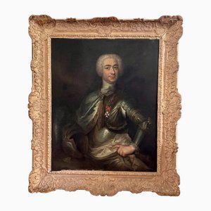 Militärporträt eines aristokratischen Charakters, 1750, Öl auf Leinwand