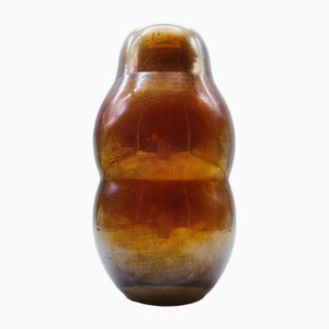 Murano Glass Vase with Gold Leaf by Flavio Poli for Seguso, 1930