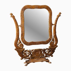 Art Nouveau French Cheval Mirror in Beech Wood, 1960s