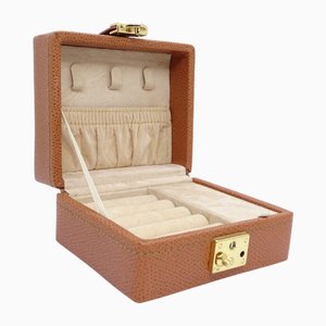 Travel Jewelry Box in Camel-Colored Leather from Salvador Bachiller, 1990s