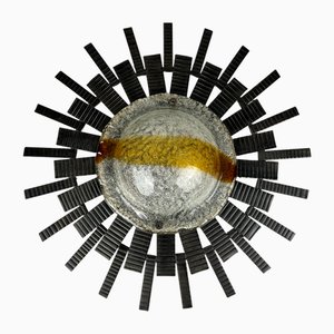 Vintage Brutalist Wall Lamp in Iron and Glass from Honsel Leuchten, 1960s