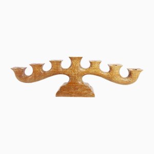 Anthroposophic Candleholder in Carved Wood, 1950s