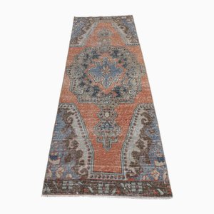 Tappeto Oushak runner marrone orientale, Turchia, anni '70