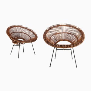 Set of Rattan Lounge Armchairs by Janine Abraham & Dirk Jan Rol, 1960s