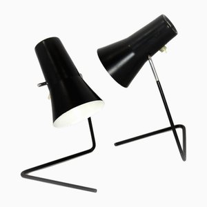 Schwarze Tischlampen von Josef Hurka für Drupol, 1960er, 2er Set
