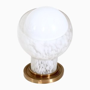 Vintage Italian Brass and Spheric Blown Glass Table Lamp from Mazzega, 1970s