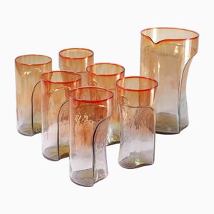 Set de Pichets en Verre Murano par Toni Zuccheri pour VeArt, Italie, 1970s, Set de 7