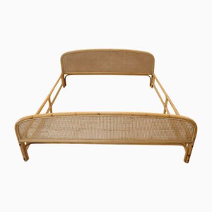 Vintage Doppelbett aus Bambus & Wiener Stroh, 1980er
