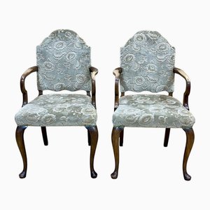 Poltrone Chippendale in noce, anni '30, set di 2