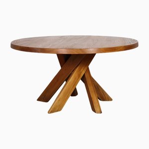 Mesa de comedor Sfax T21D de olmo de Pierre Chapo, Francia, 1972