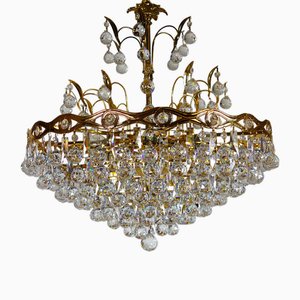 Lustre Rainbow en Laiton et Cristal de plomb de Eglo, 1970s