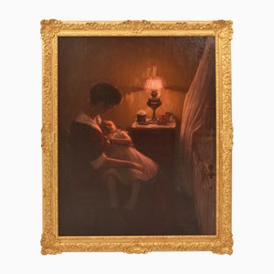 Henri-Charles Angéniol, Mother with Her Newborn Child, Oil on Canvas, 1918