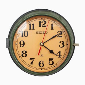 Marinegrüne Vintage Wanduhr von Seiko, 1990er