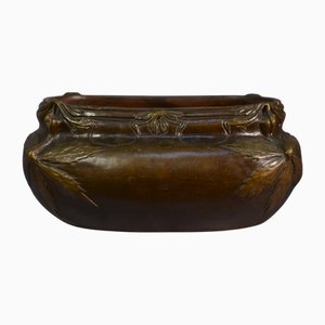 Terracotta Planter with Floral Decoration & Copper Patina by Henri-Laurent Desrousseaux, 1890s