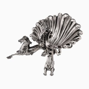 19th Century French Silver Plate Hippocampi, Mermaid & Shell Centrepiece, 1890s