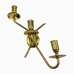 Triple Applique Murale Vintage en Laiton, 1970s