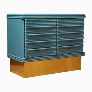 Mid-Century Kittiwake Color and Brass Dry Bar Sideboard, 1980s