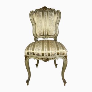 Silla auxiliar estilo Luis XV antigua de madera tallada, década de 1890
