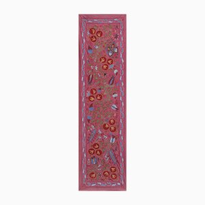 Uzbek Red Suzani Tapestry Floral and Pomegranate Embroidery Textile