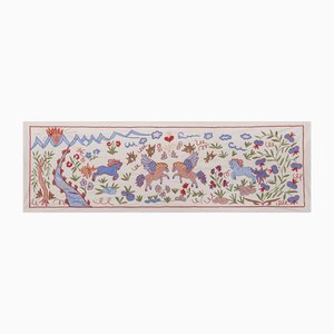 Tapiz Suzani con diseño de caballo, tapiz Suzani de algodón y seda con imágenes de animales