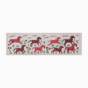 Suzani Tapestry with Horse Design in Cotton