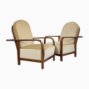 Set of Art Deco Reclining Armchairs, 1930s