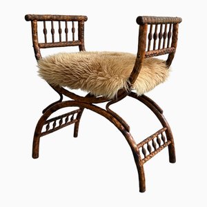 French Willow Savonarola Stool, 1900s