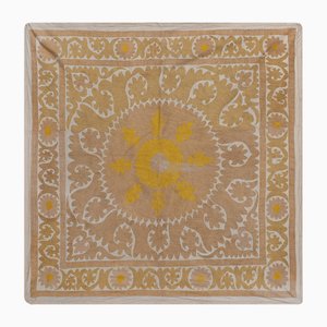 Vintage Neutral Brown Central Asian Suzani Textile
