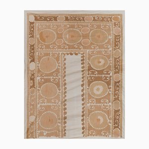 Arazzo Suzani vintage in marrone sbiadito e rosa