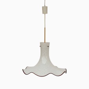 White Murano Glass Pendant Lamp from Doria, 1970s