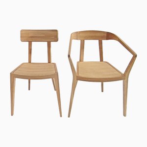 Set of Oak Armchair and Chair by Gunter Lambert