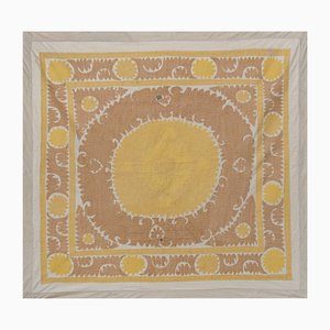Brown and Yellow Suzani with Embroidery, Samarkand, Uzbekistan, Early 20th Century